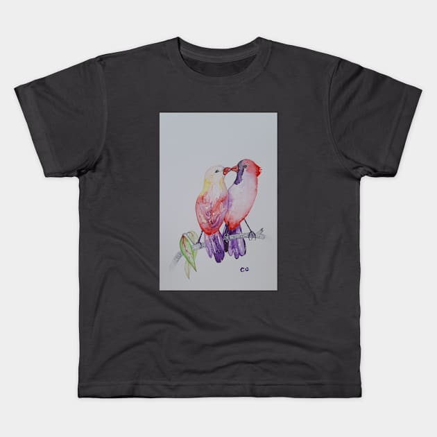 Finches Design, bird art, small cute birds Kids T-Shirt by GarryGreenwood